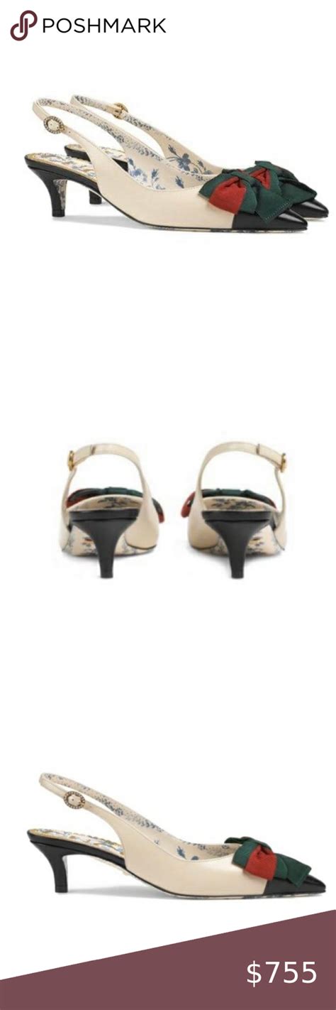 gucci white slingback pumps|gucci kitten heel pumps.